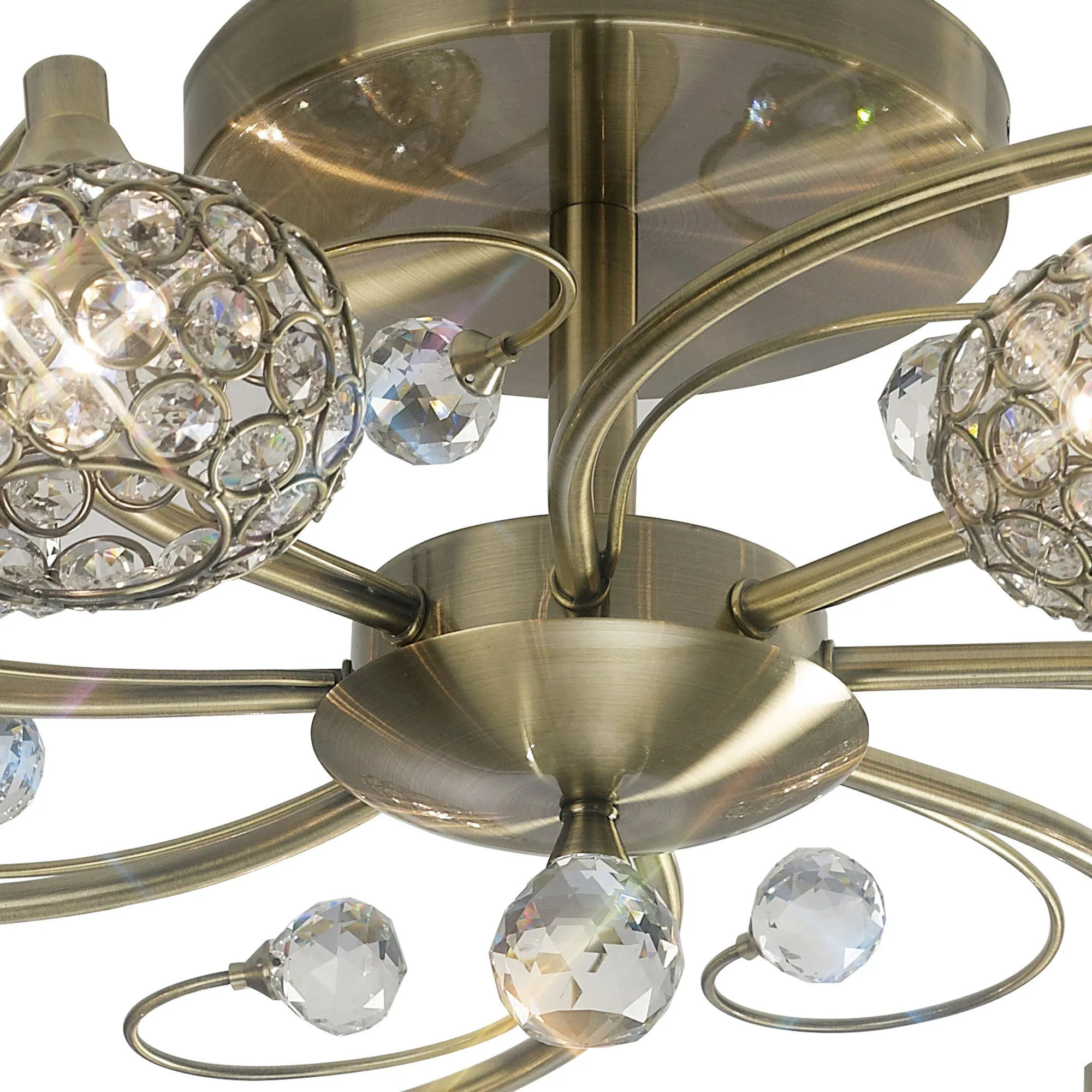 Cara Crystal Ceiling 8 Light Antique Brass IL30948  Diyas Cara Antique Brass